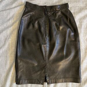 Vintage Cuir du Monde Leather Pencil Skirt Black 6